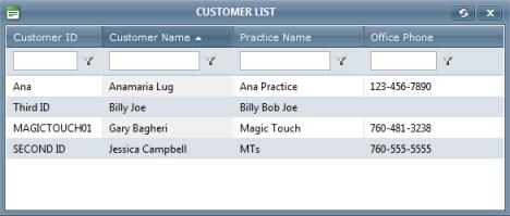 Customer list form