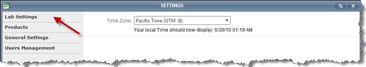 Lab Settings menu