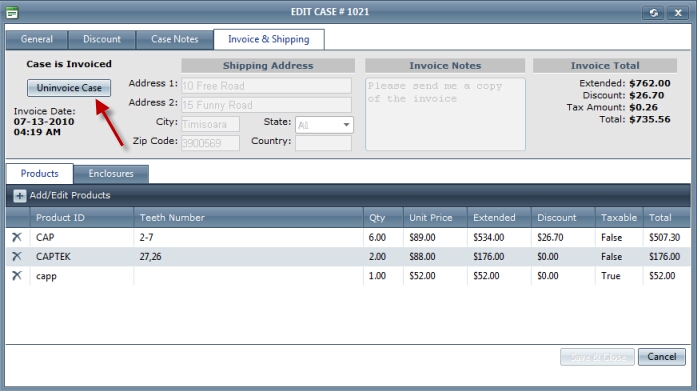 Uninvoice case 2